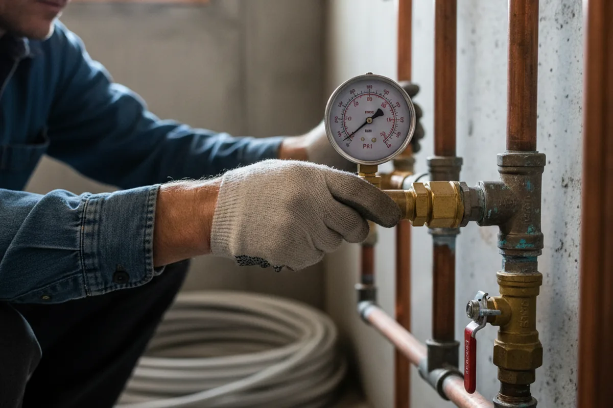 Pressure testing a repaired line during Water Line Repair in Holtsville